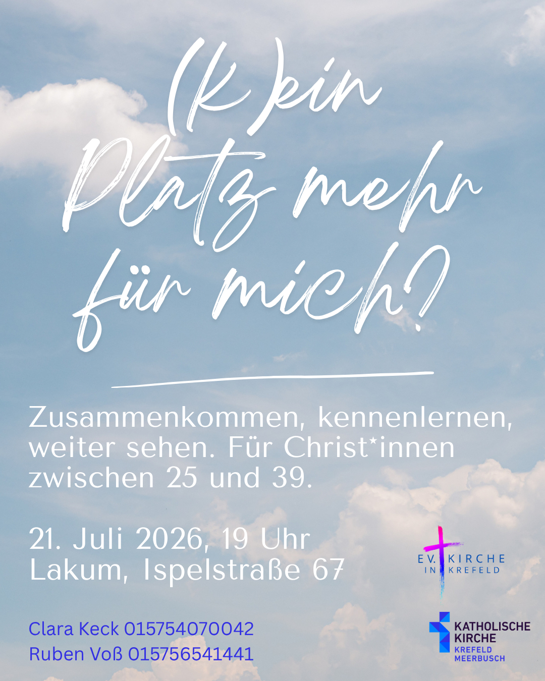 (K)ein Platz mehr für mich? - Zusammenkommen, kennenlernen, weiter sehen (c) Clara Keck / via Canva.com