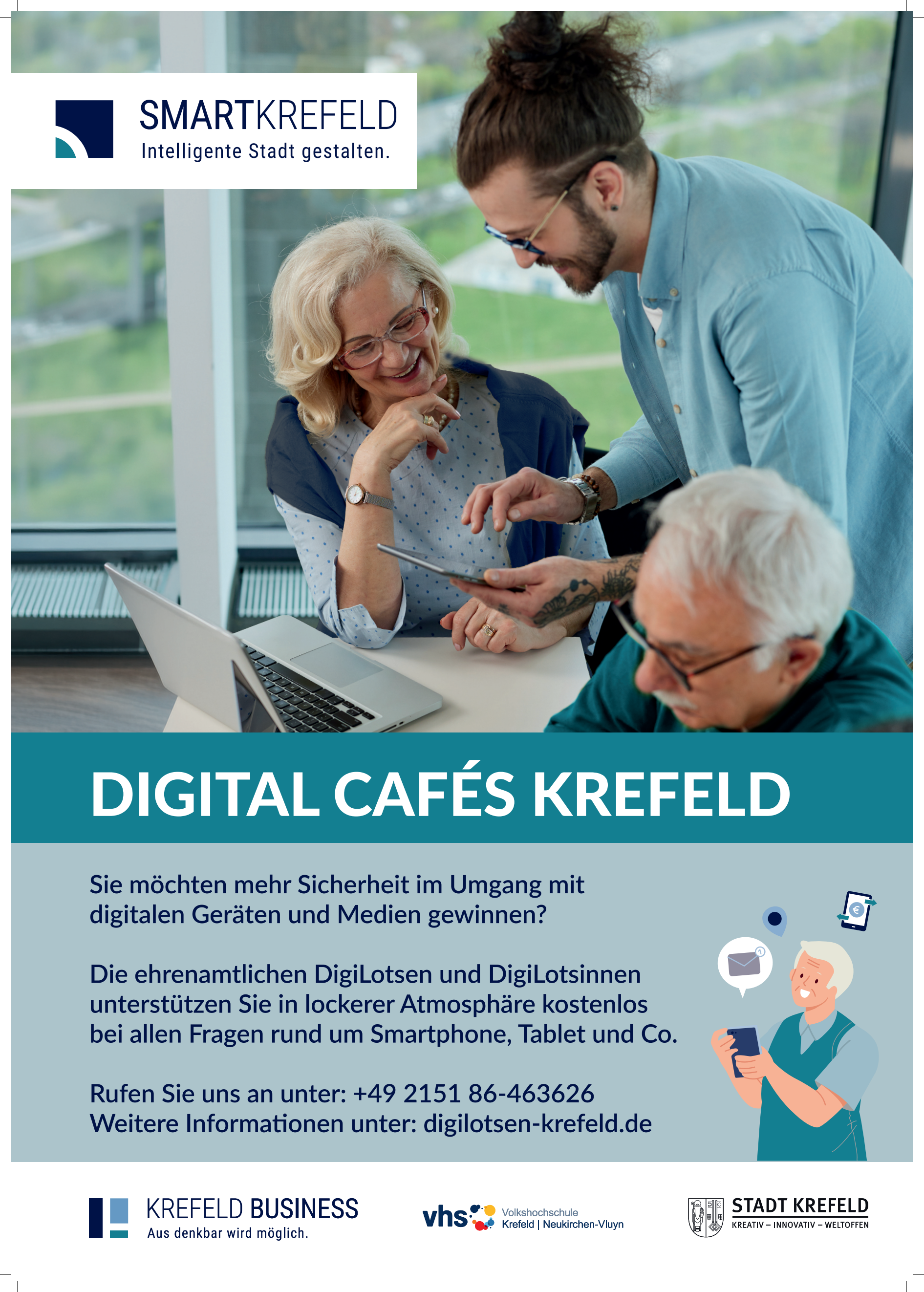 260826_SmartKrefeld_Digilotsen_Plakat_Digital Cafes_mit QRCode-2 - 1 (c) Stadt Krefeld