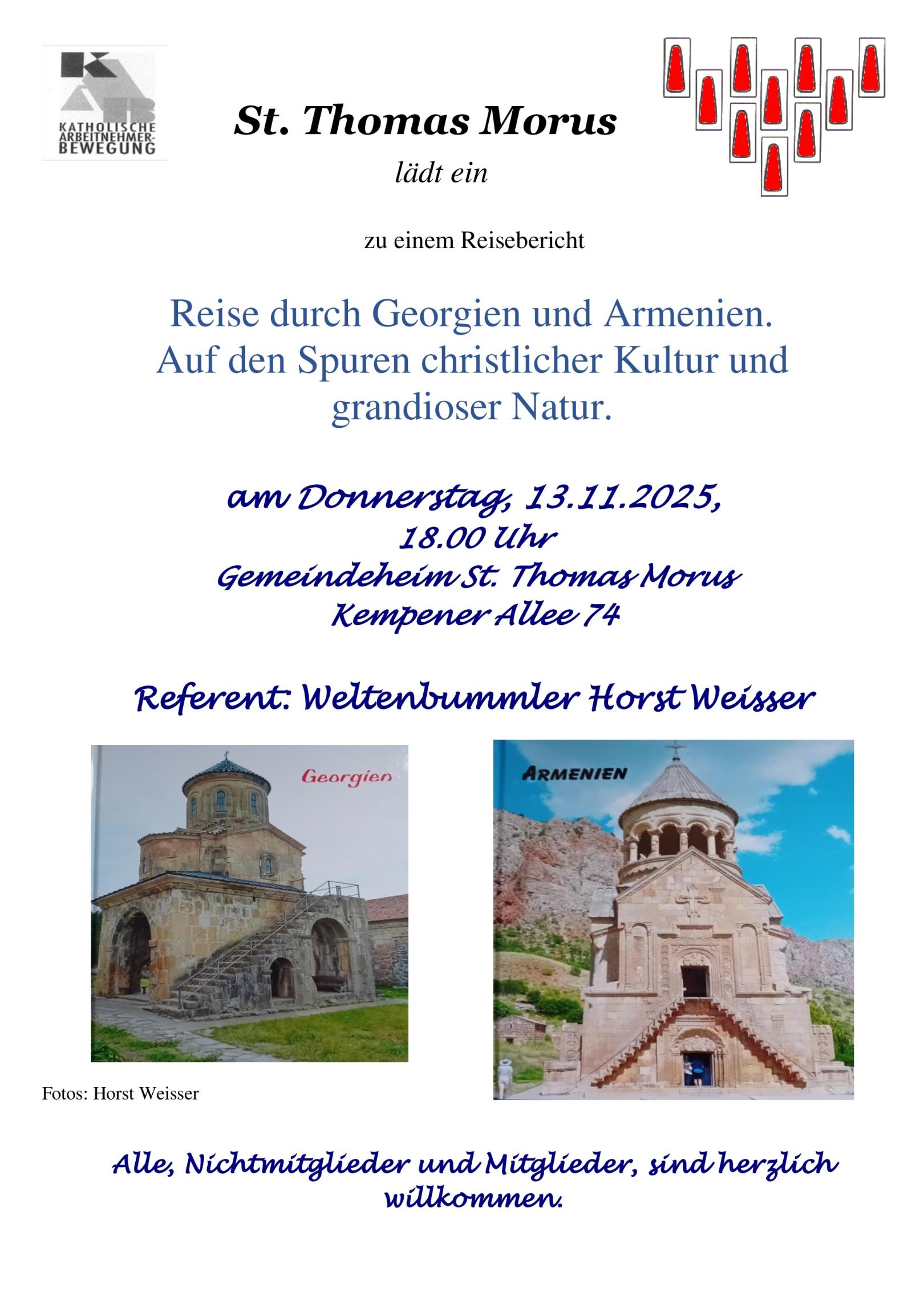 Plakat Reisebericht Georgien Armenien (c) KAB St. Thomas Morus Krefeld, Fotos Horst Weisser